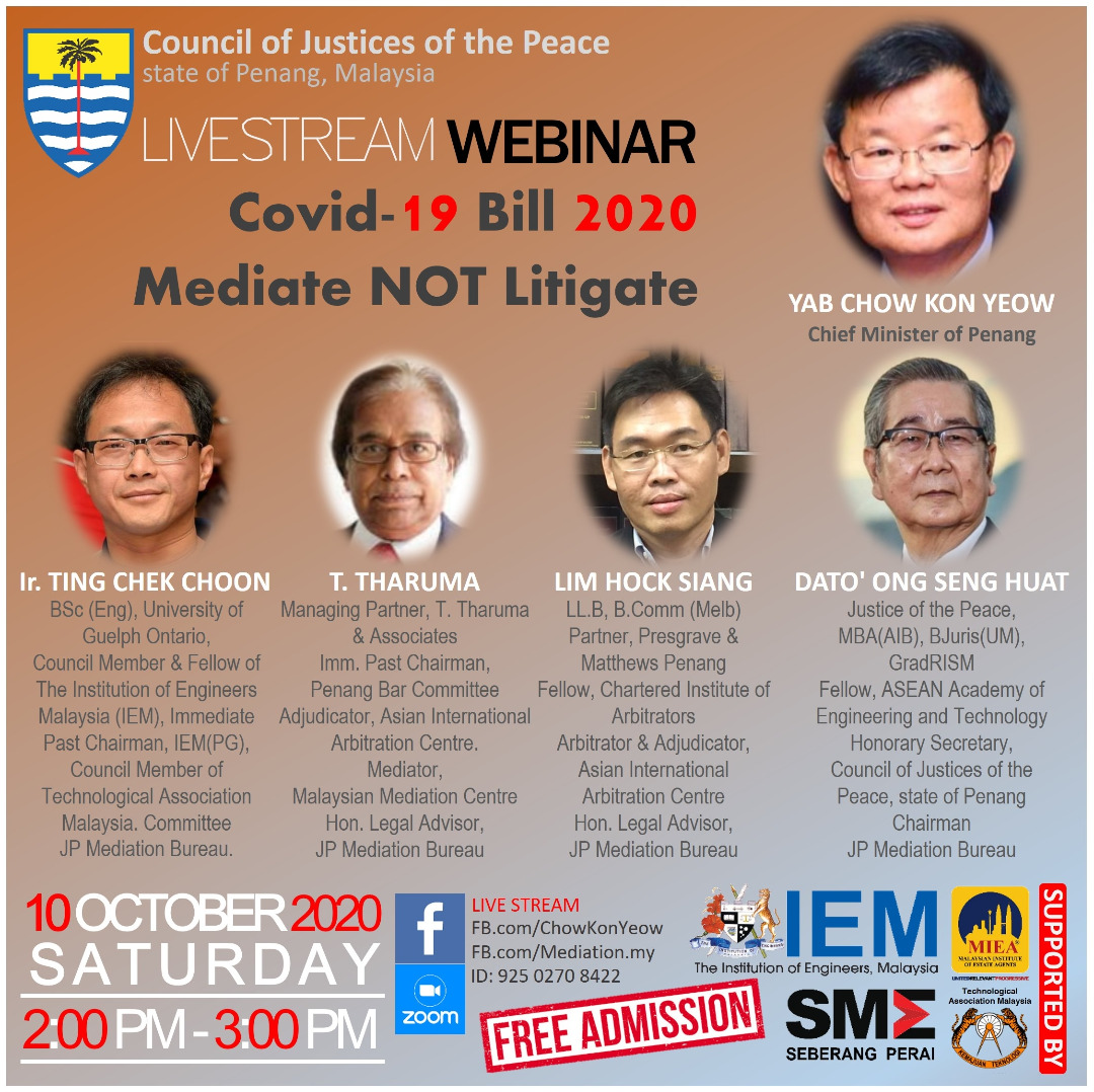 Webinar Covid-19 Bill 2020:  Mediate NOT Litigate